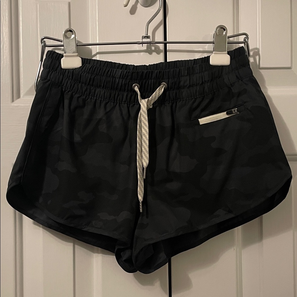 Vuori Women's Black Camo Athletic Shorts